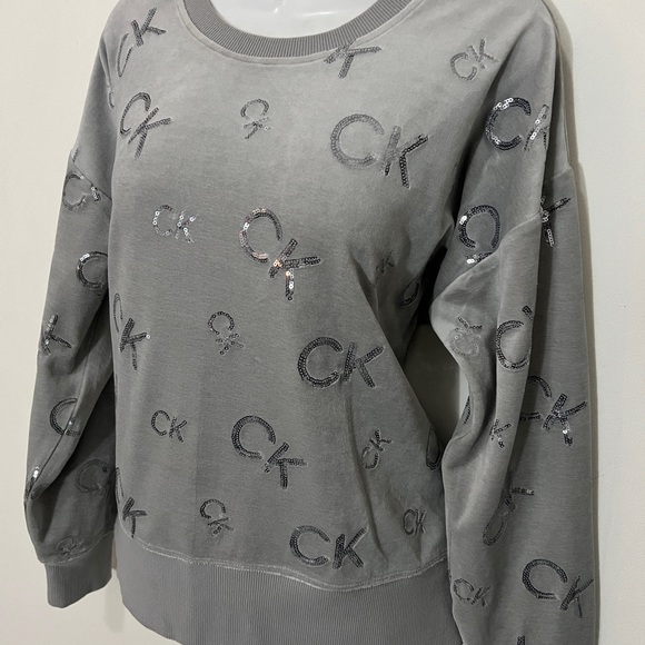 Calvin Klein Light Gray Sweatshirt with Logo Detail - Picture 2 of 4